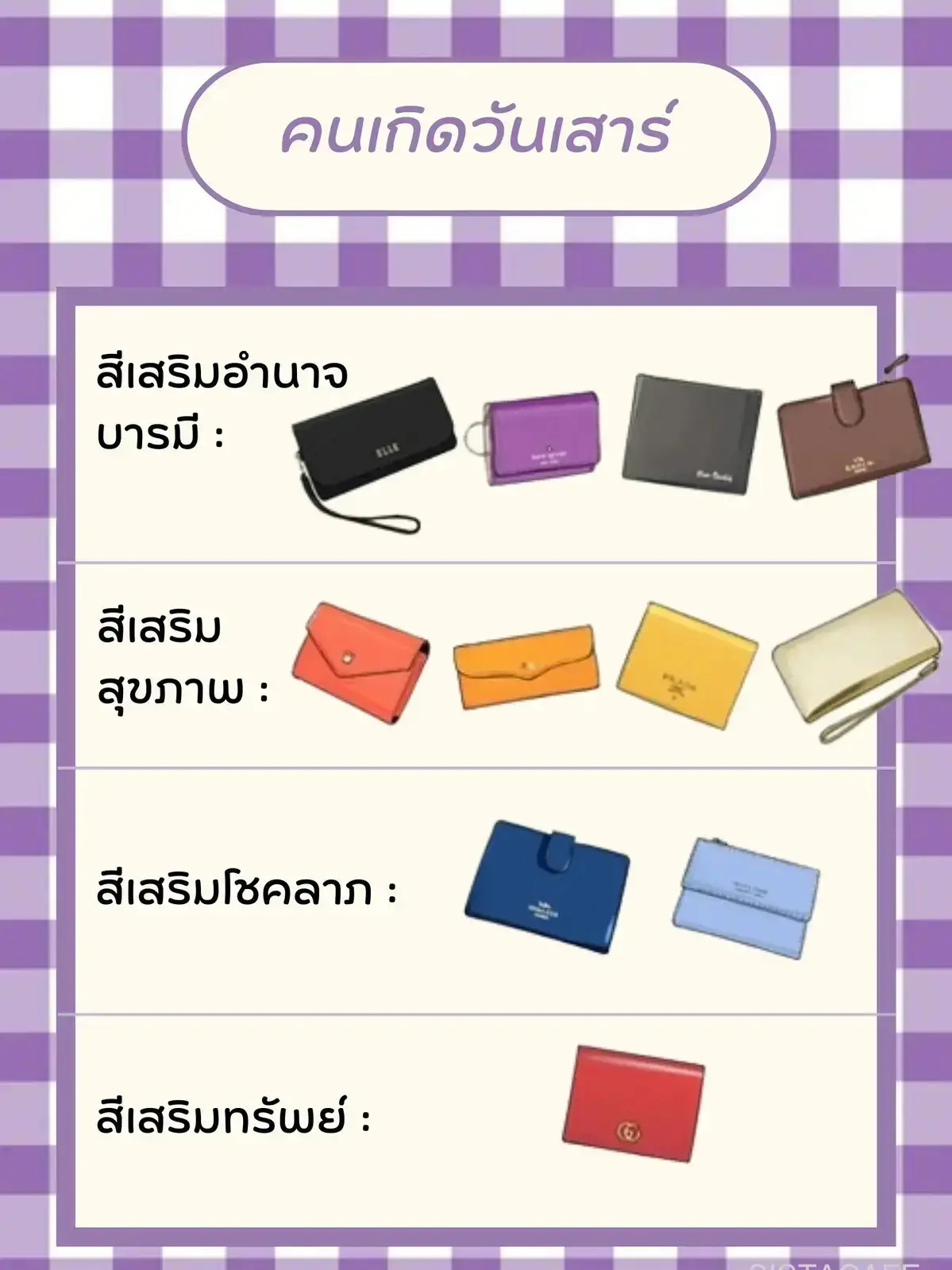 สีกระเป๋าสตางค์ตามวันเกิด 2567 ตามวันเกิดเพื่อโชคลาภในชีวิต